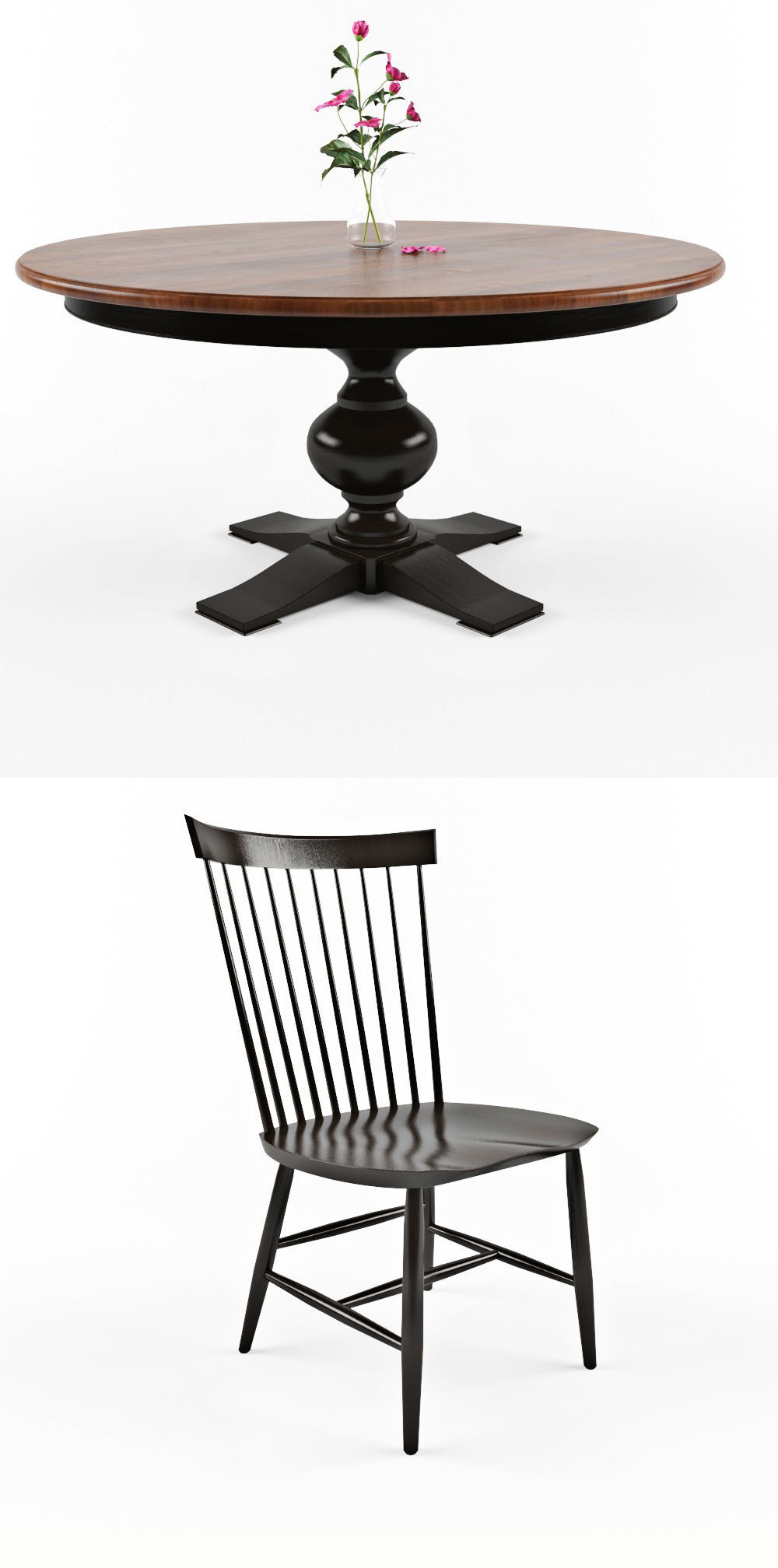 Dining Table Set Low-poly 3D model_3