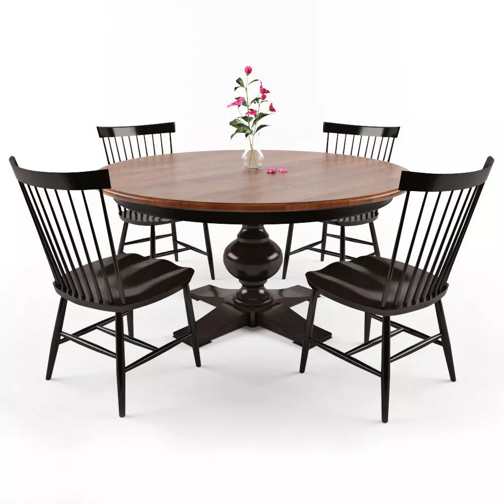 Dining Table Set Low-poly 3D model_0