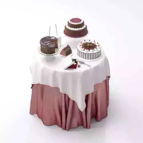 Cakes table with 3D model