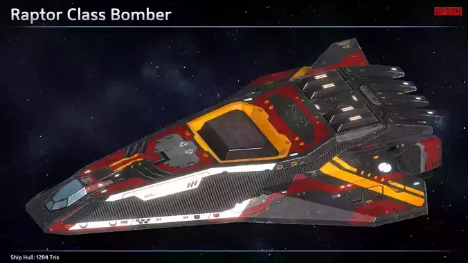 Spaceship Raptor Bomber Low-poly 3D model