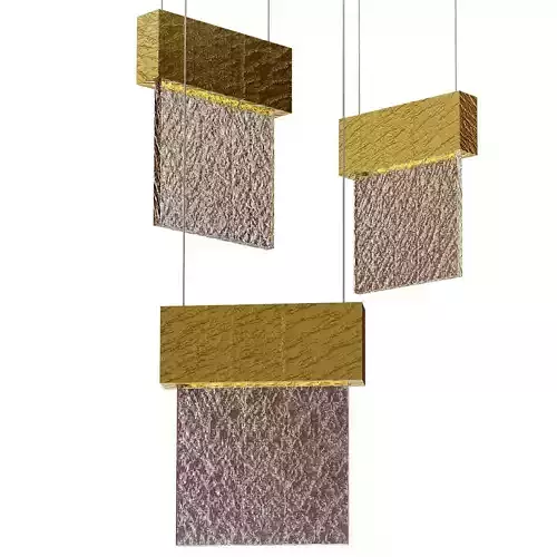 MONDRIAN three gold and pendant lights hanging from ceiling