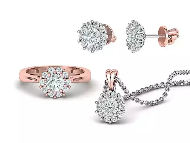  Jewelry Diamond Set Diana style collection 3d models 