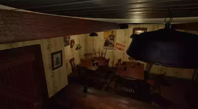 Historic American Bar Low-poly 3D model