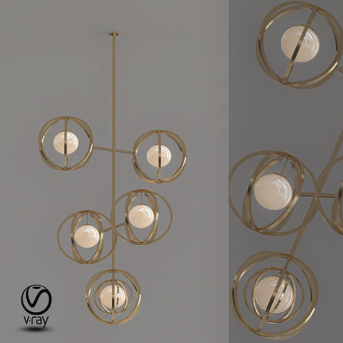 Gold metal pendant lamp 3D model