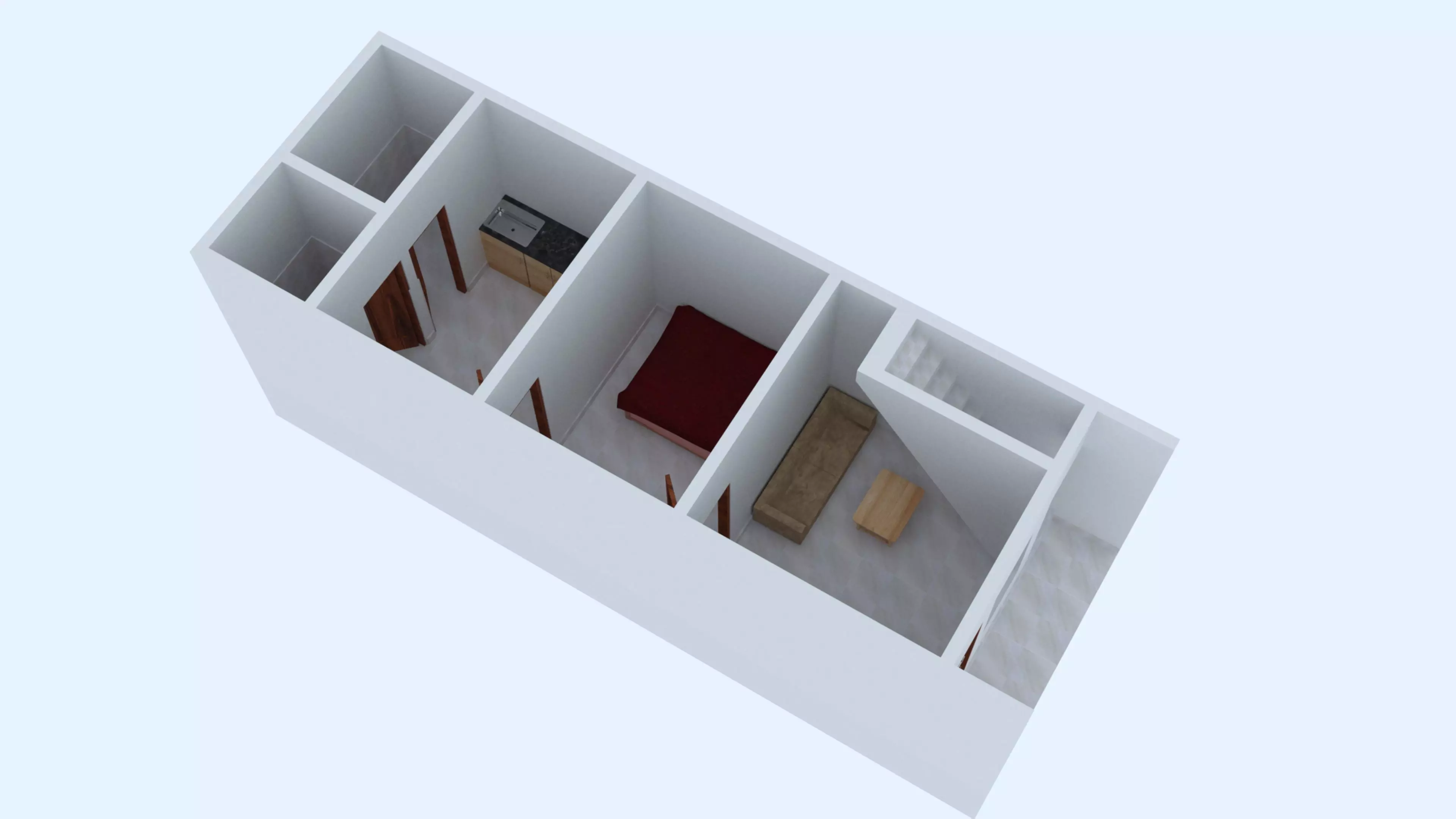 12 feet x 35 feet Interior Design 3D model