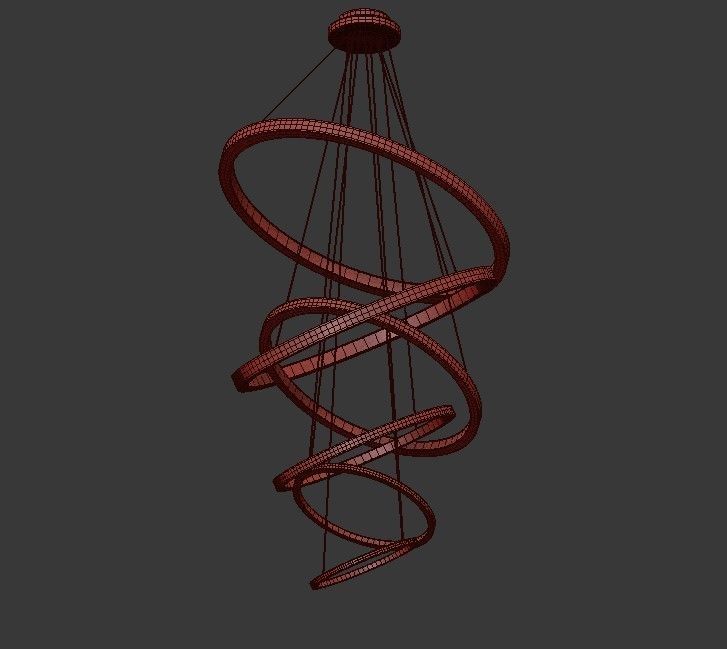 LED Swirl Six Ring Chandelier Pendant Light 3D model_3