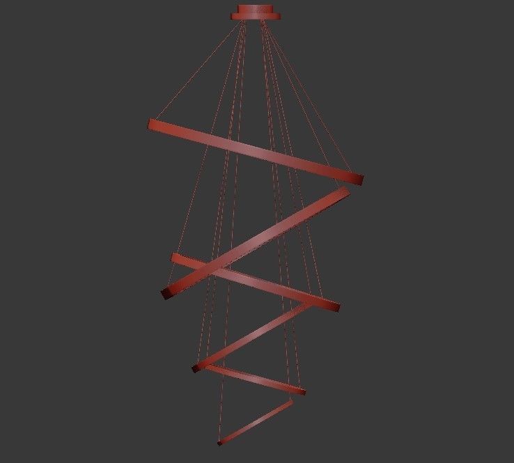 LED Swirl Six Ring Chandelier Pendant Light 3D model_1