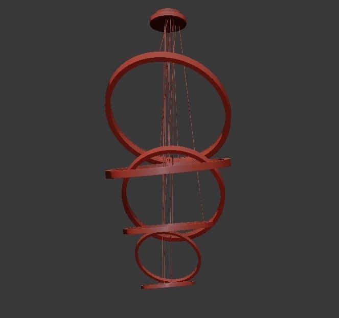 LED Swirl Six Ring Chandelier Pendant Light 3D model_2