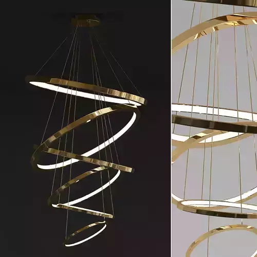 LED Swirl Six Ring Chandelier Pendant Light