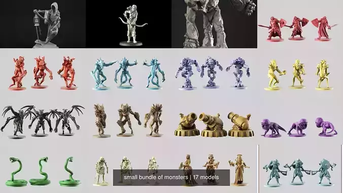 small bundle of monsters 3D Model Collection