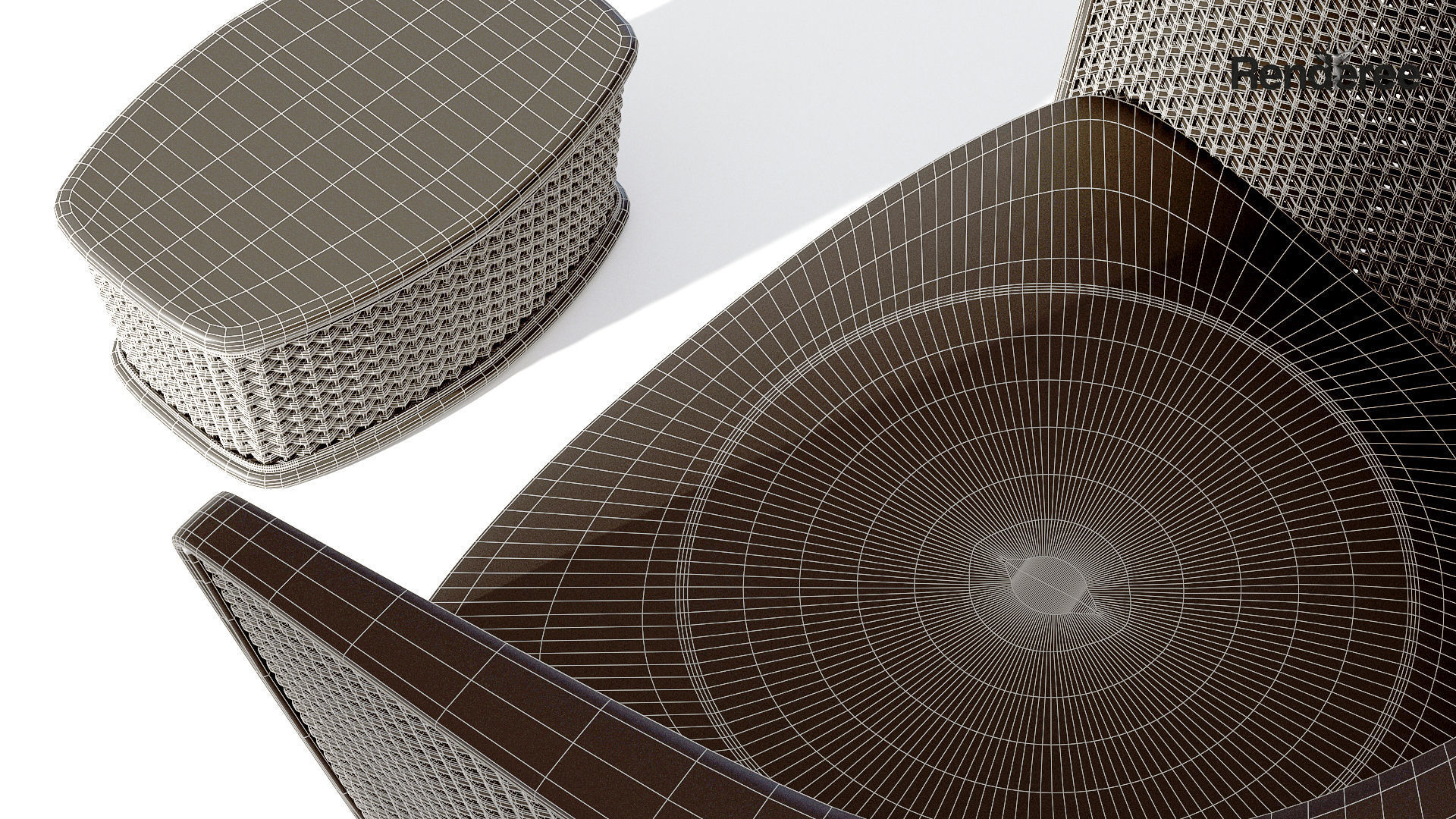 Wicker Armchair with Ottoman 3D model_7