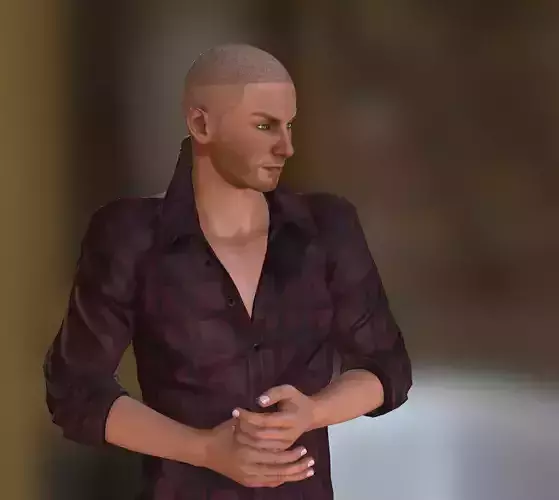 3d Cool fighter casual wear man model ready posed human