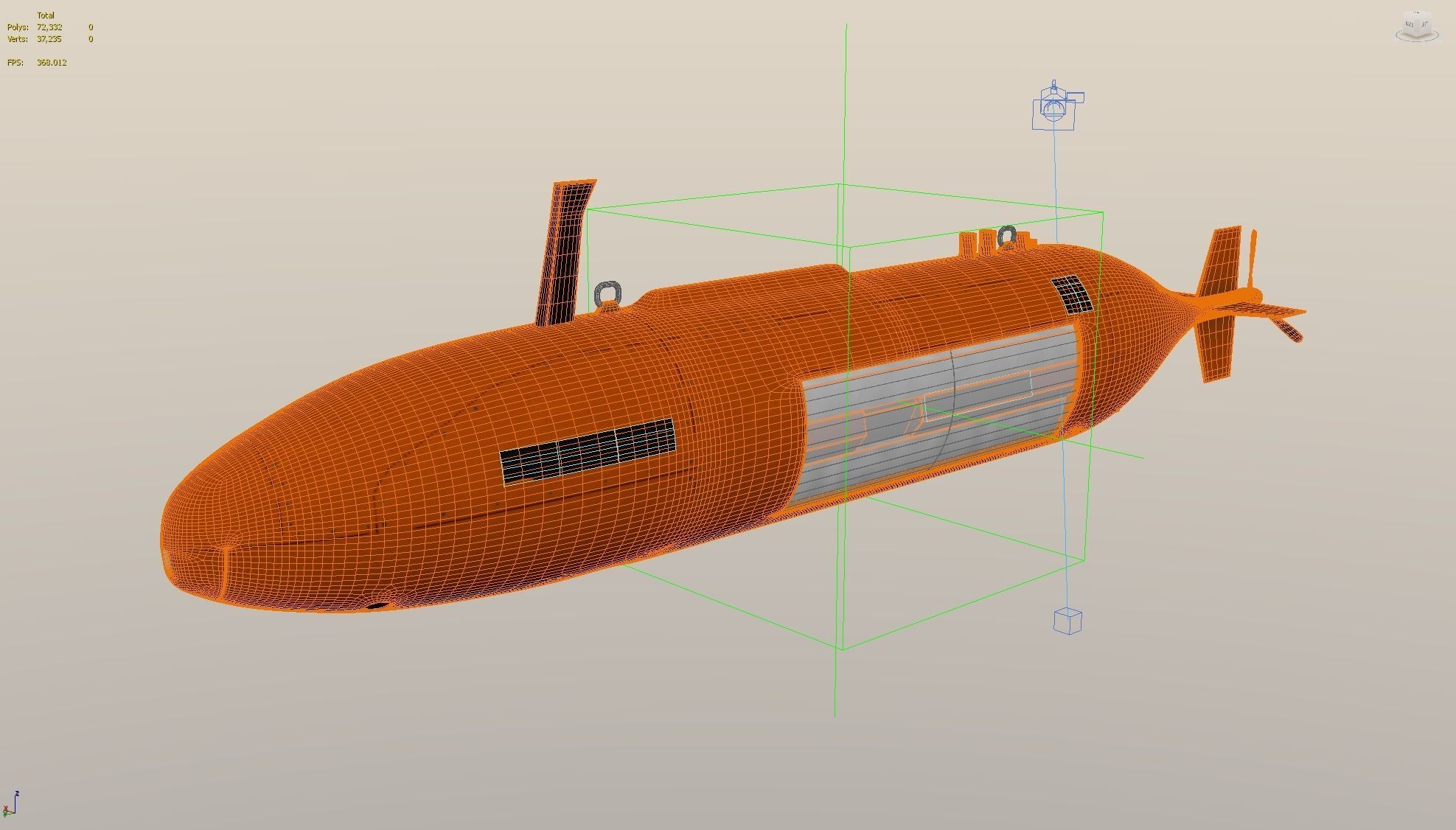 Autonomous Underwater Vehicle - AUV Low-poly 3D model_6