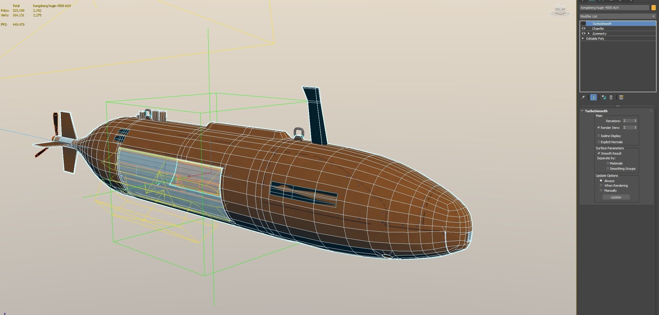 Autonomous Underwater Vehicle - AUV Low-poly 3D model_7