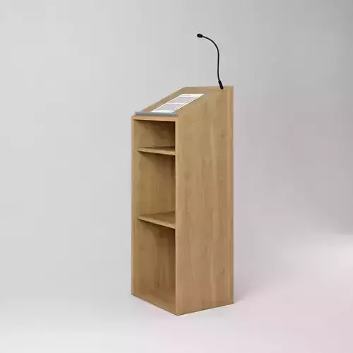 Podium - Wooden Speakers Desk with Microphone Low-poly 3D model