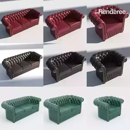 Chesterfield Set - Brown Green Red