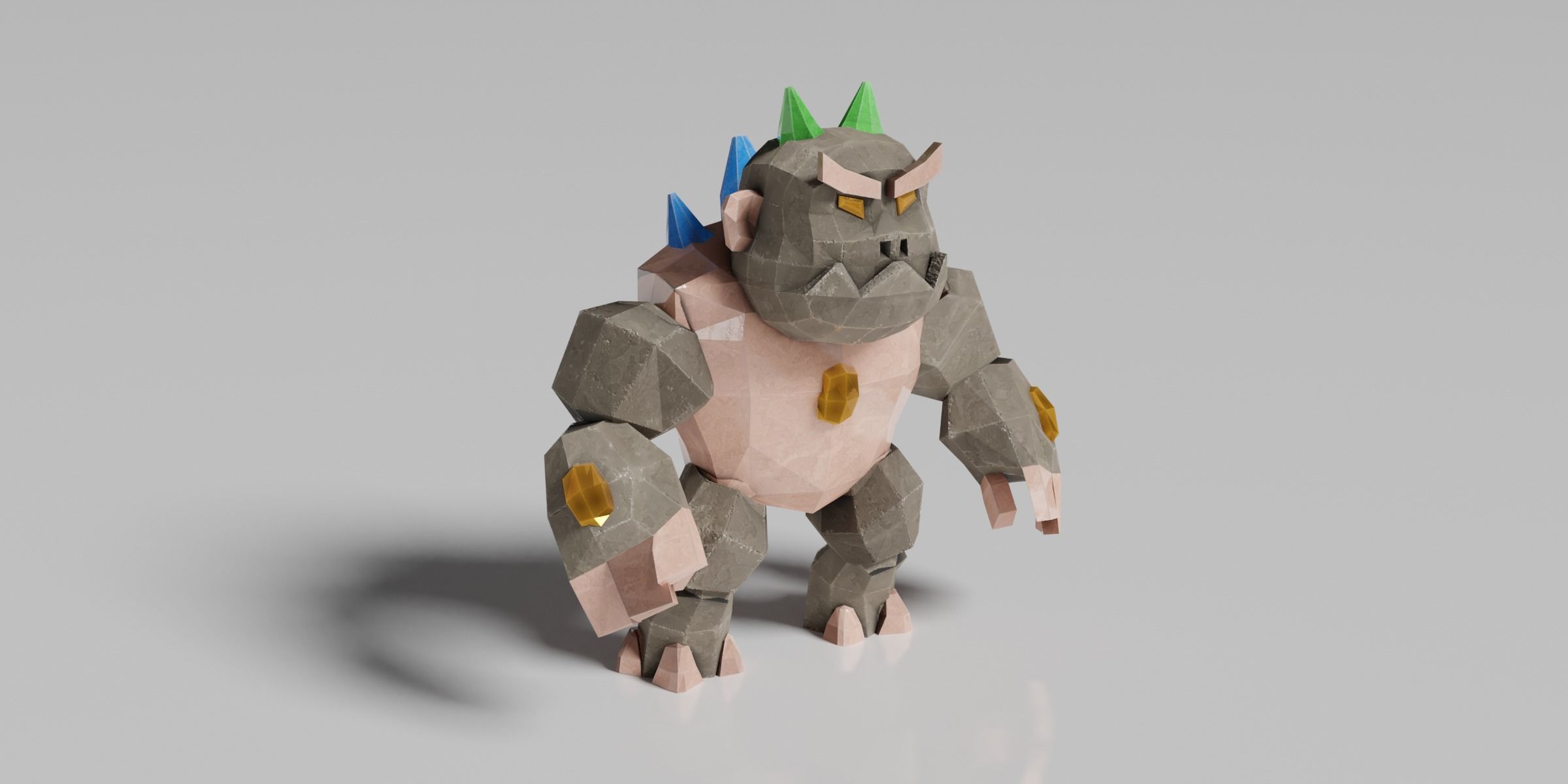Golem Warrior Low-poly 3D model_7
