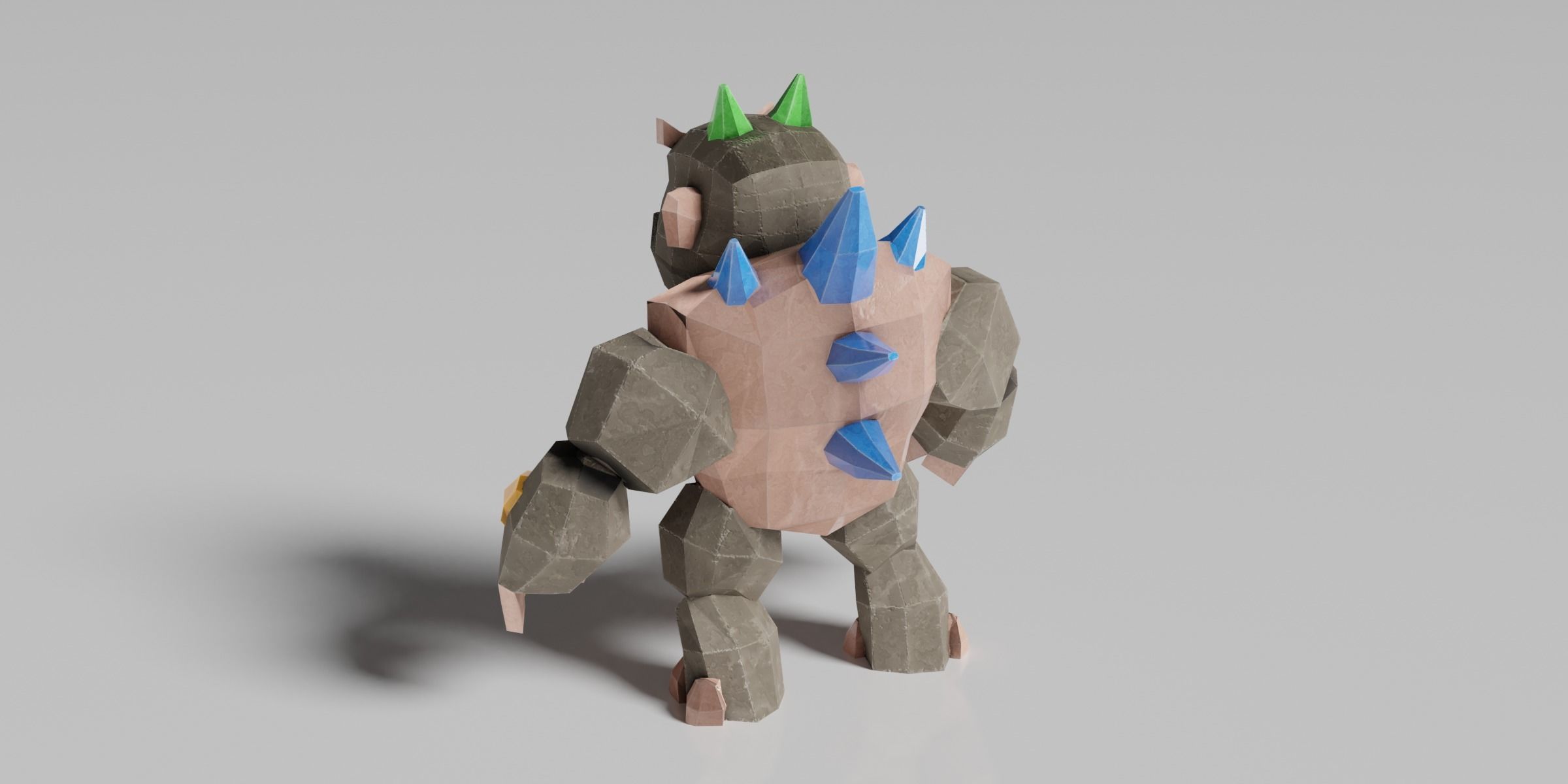 Golem Warrior Low-poly 3D model_8