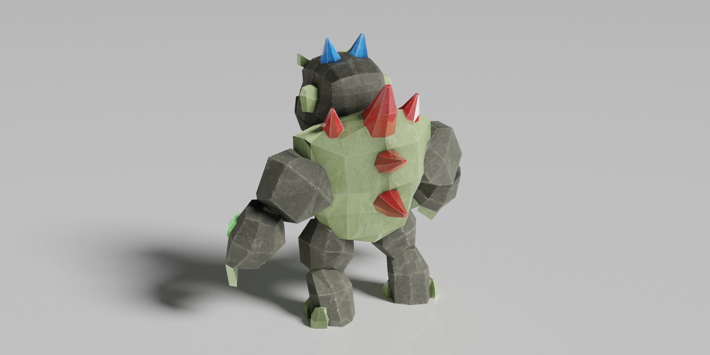 Golem Warrior Low-poly 3D model_4