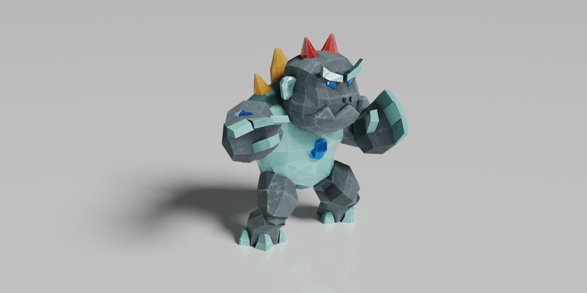 Golem Warrior Low-poly 3D model_9