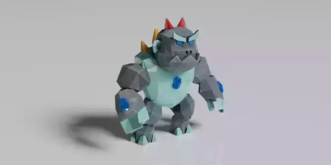 Golem Warrior Low-poly 3D model