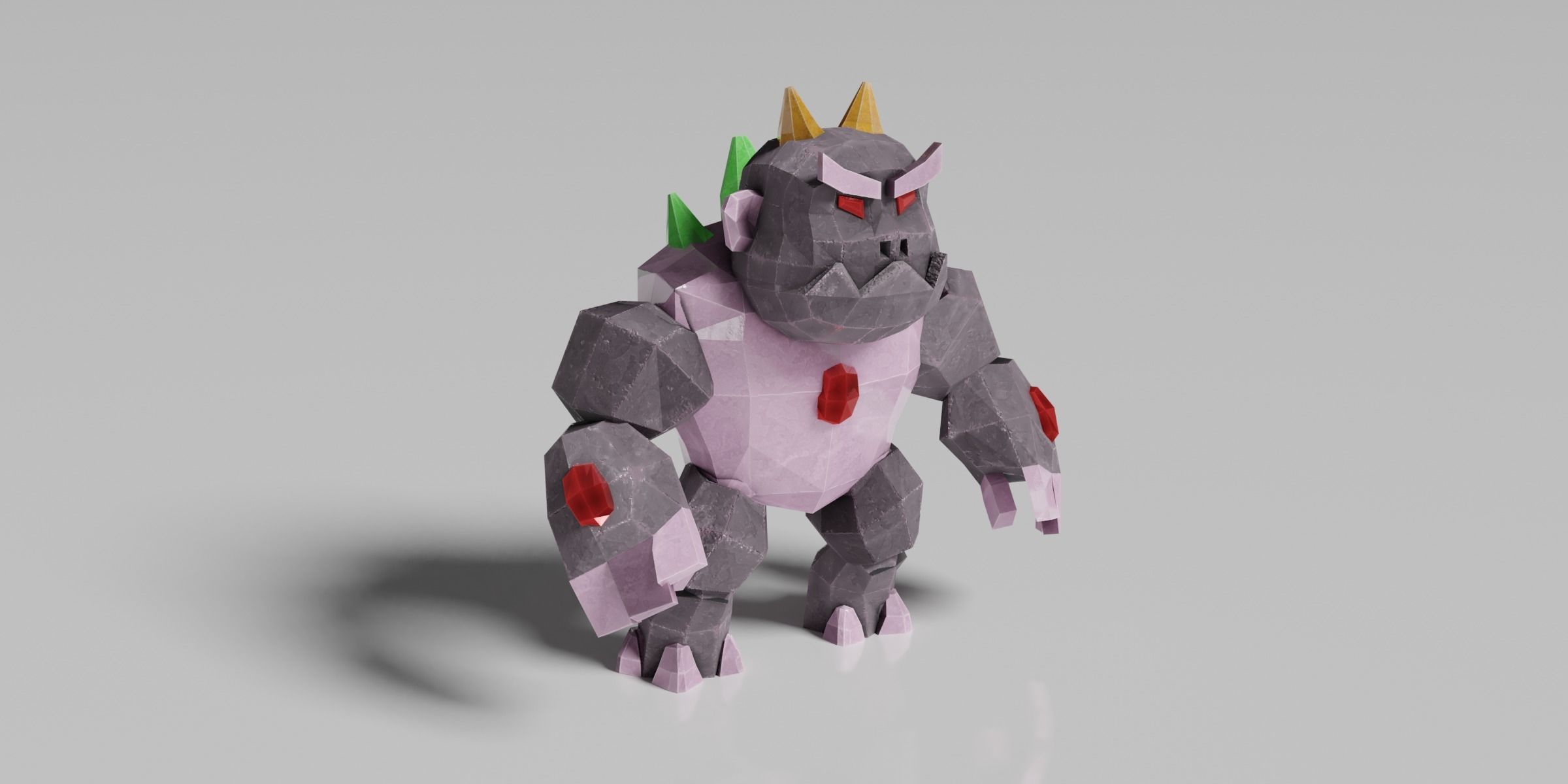 Golem Warrior Low-poly 3D model_5