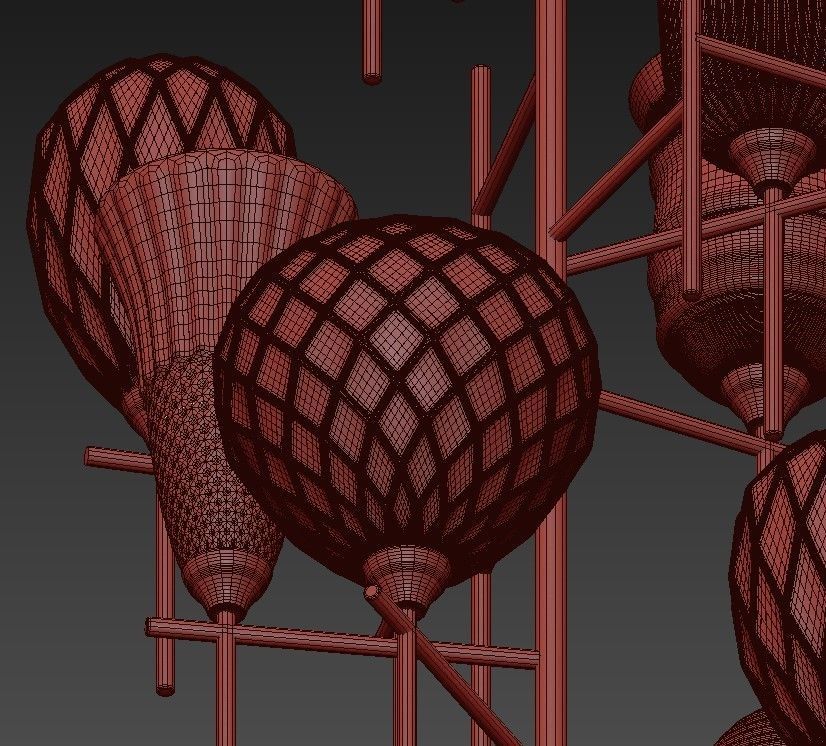 Chair Small Modern Chandeliers 3D model_7