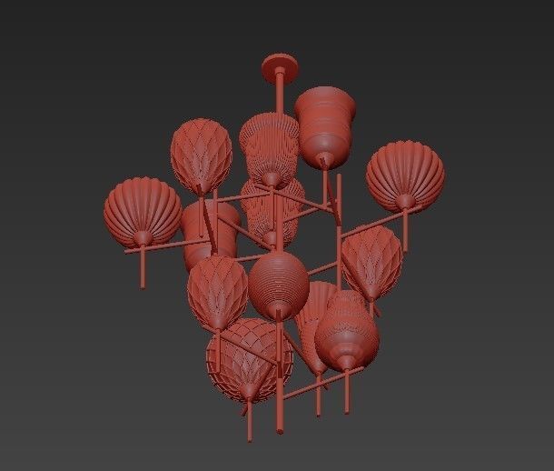Chair Small Modern Chandeliers 3D model_1