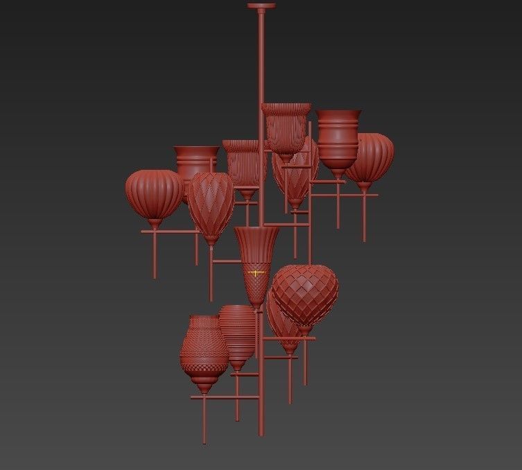 Chair Small Modern Chandeliers 3D model_3