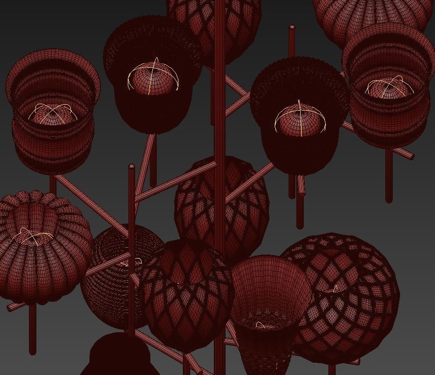 Chair Small Modern Chandeliers 3D model_9