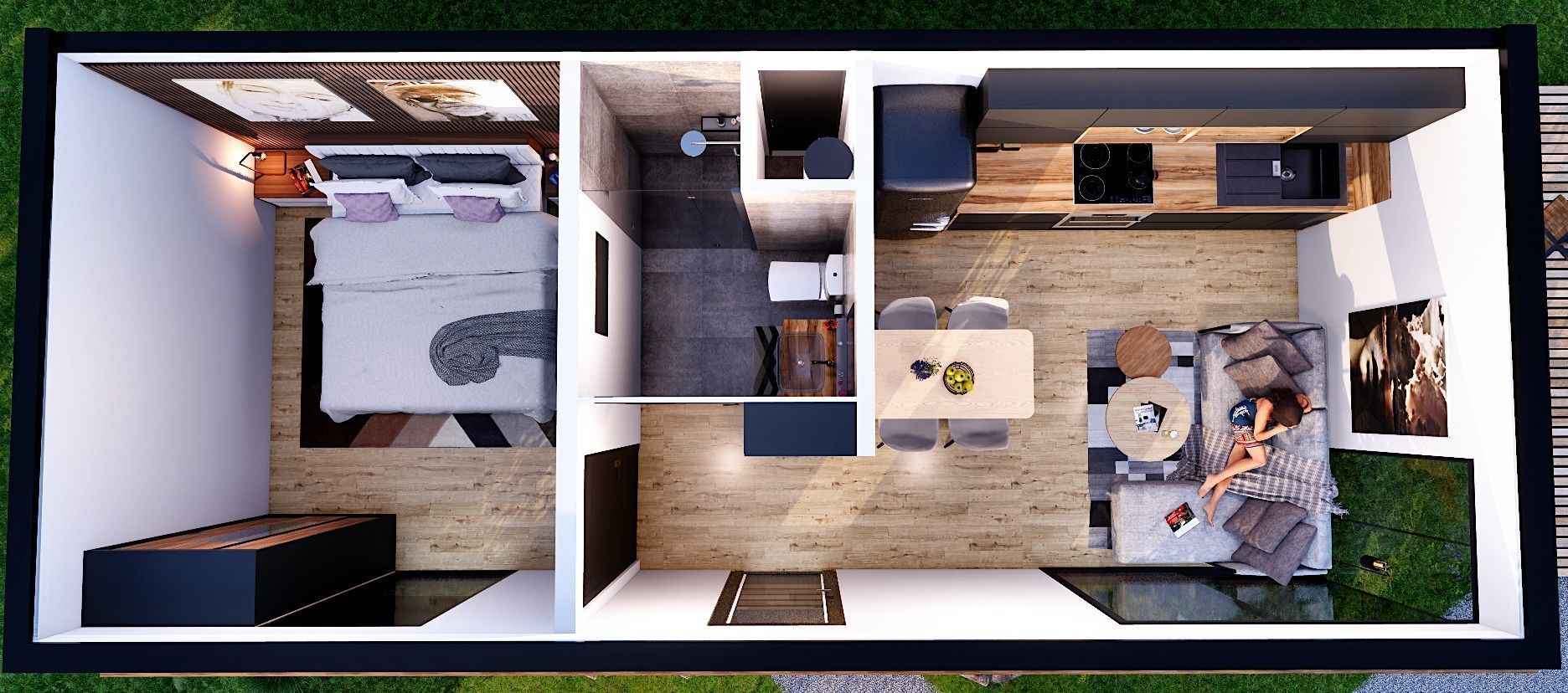 modern mobile home tiny house vacation house on 32m2 ZARA 32 Low-poly 3D model_2