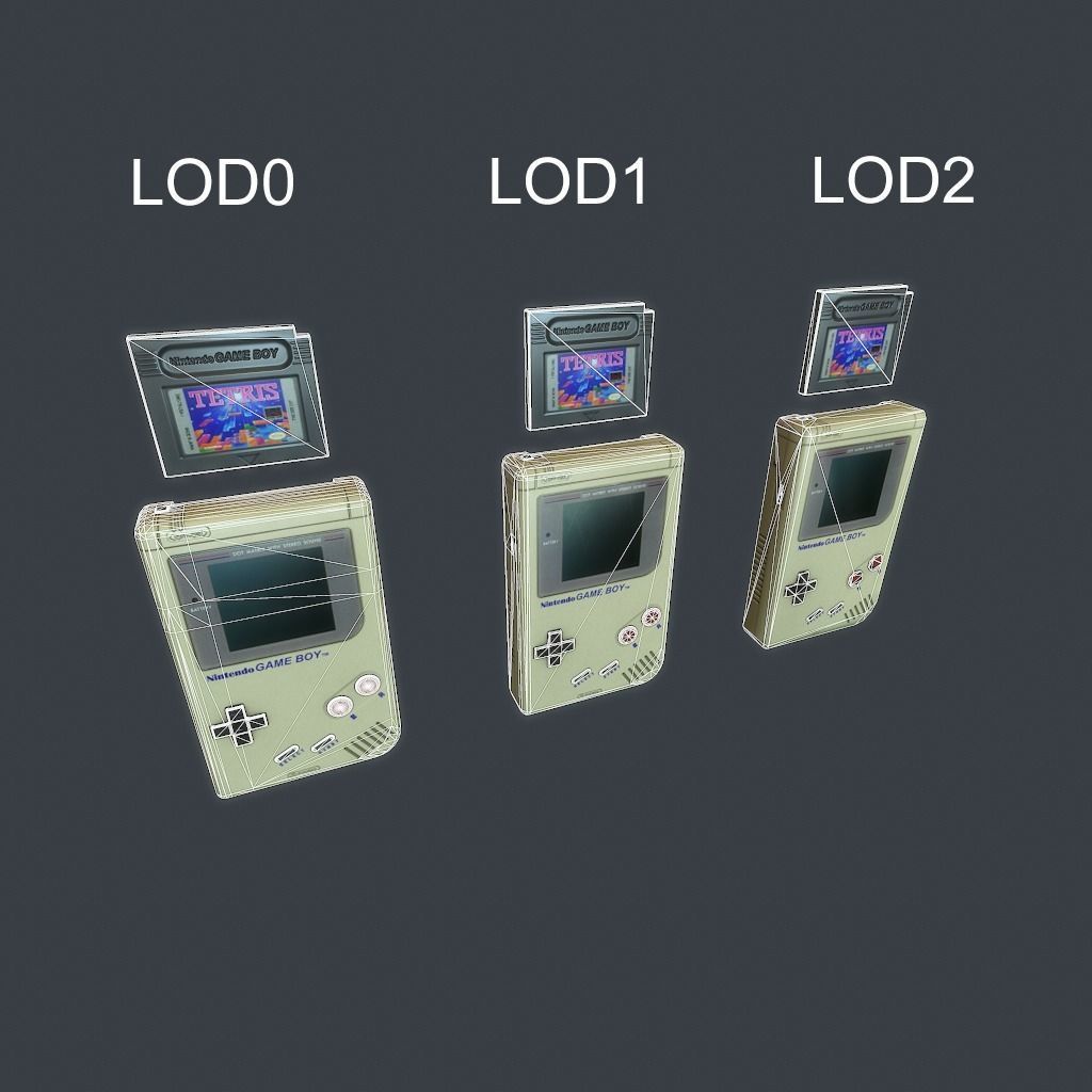 GameBoy old nintendo game console Low-poly 3D model_34