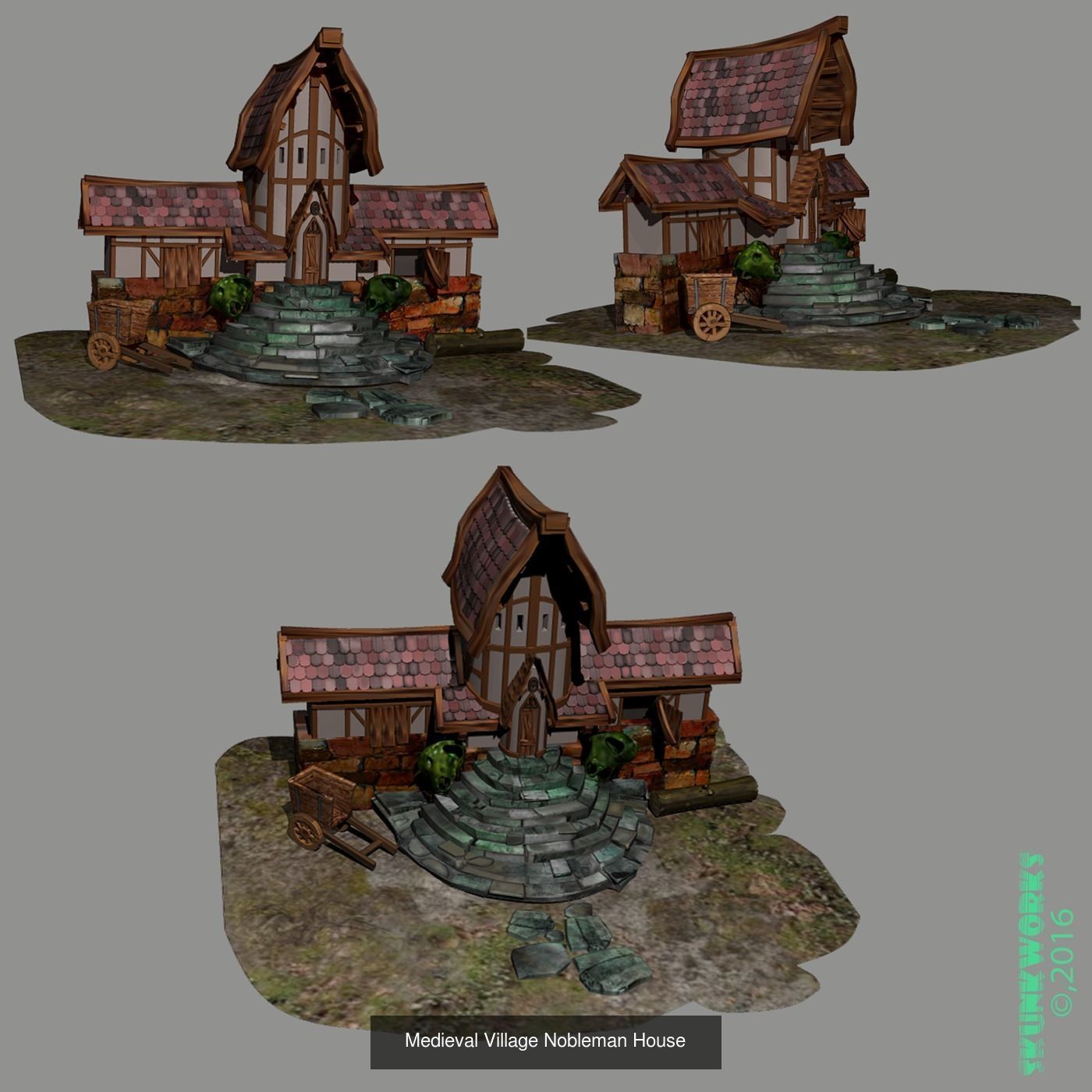 Medieval Lowpoly Buildings and Assets 3D Model Collection_4