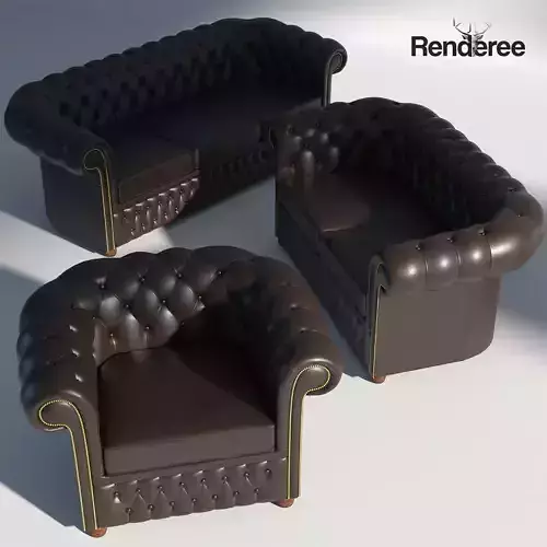 Chesterfield Sofa Set Brown