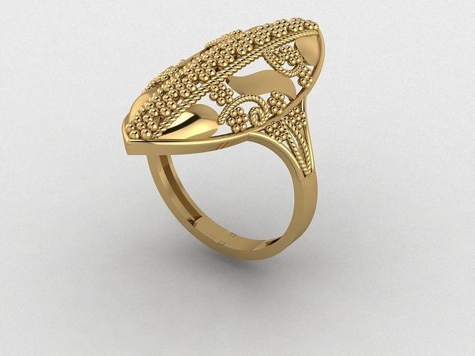 Halka 7 gold ring with intricate design 3D print model