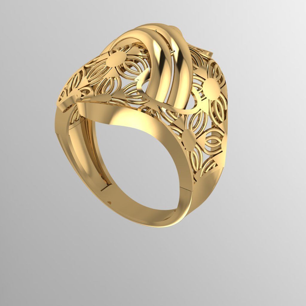 Halka 9 gold ring with intricate design 3D print model_12