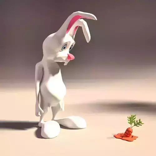 Rabbit Cartoon funny character 3D model