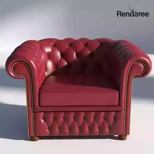 Chesterfield Armchair Red 3D model