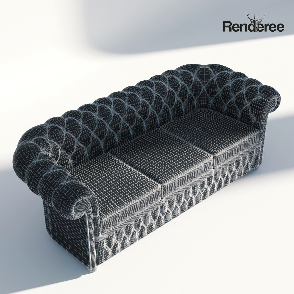 Chesterfiled Sofa 3 Red 3D model_5