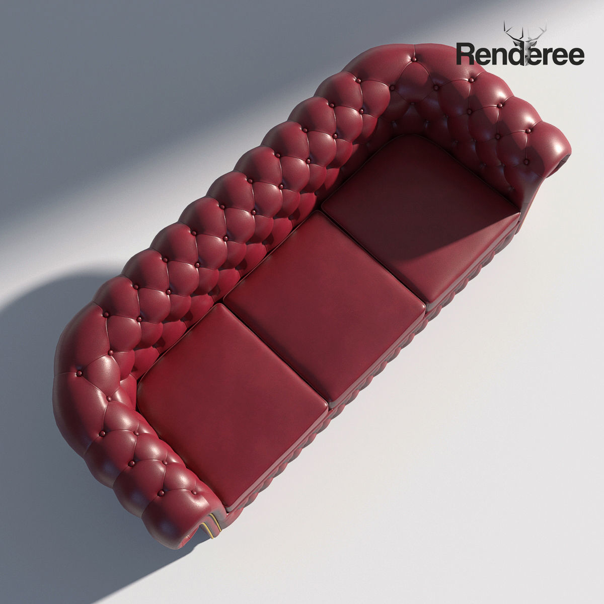 Chesterfiled Sofa 3 Red 3D model_3