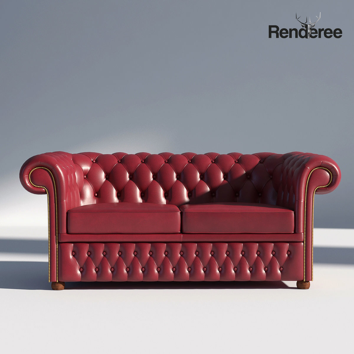 Chesterfiled Sofa 3 Red 3D model_9