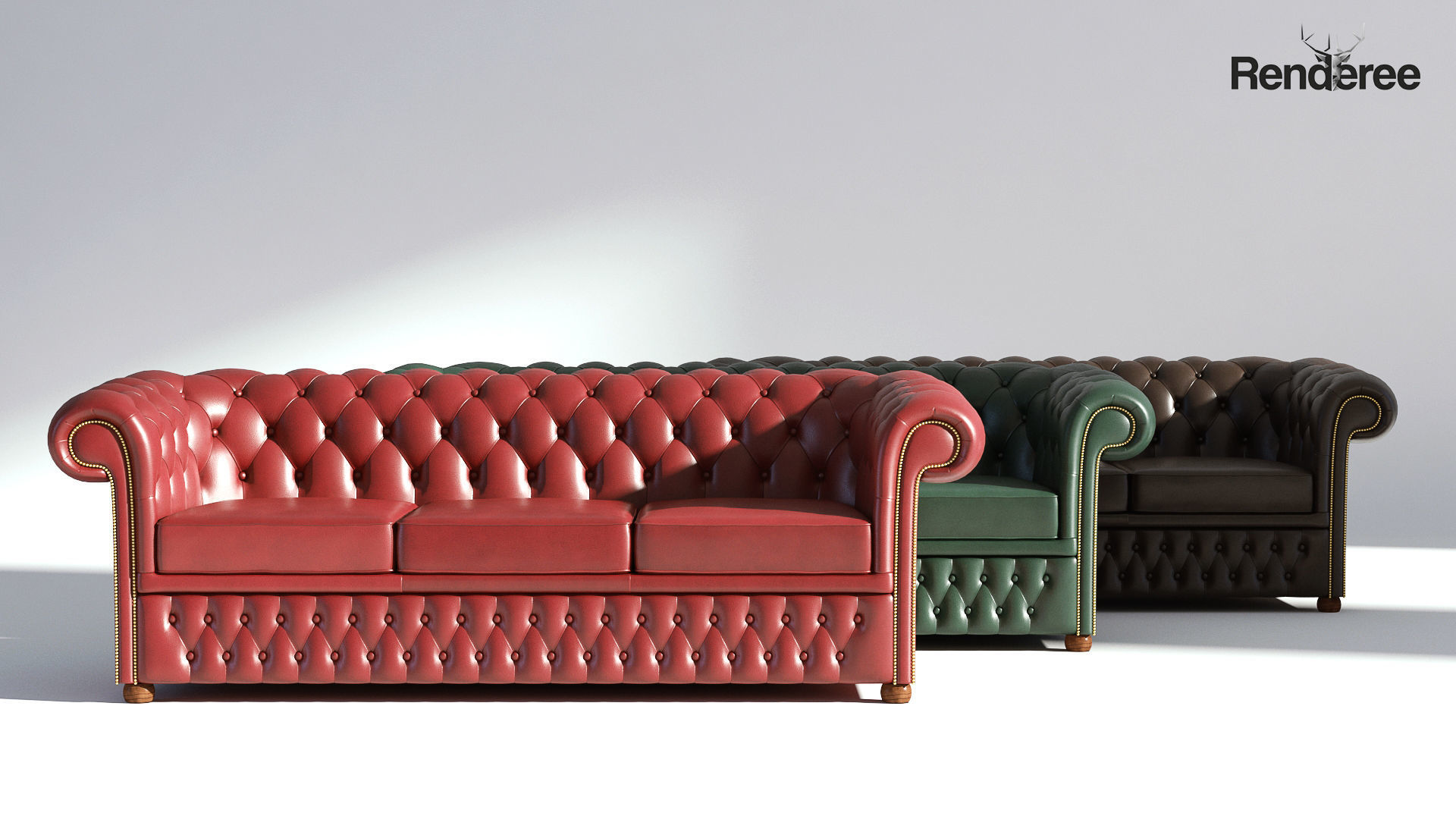 Chesterfiled Sofa 3 Red 3D model_12
