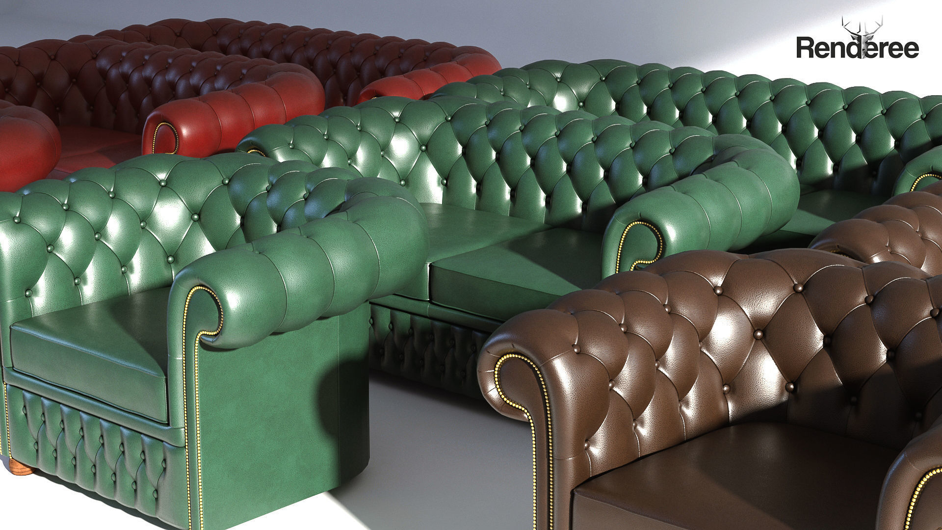 Chesterfiled Sofa 3 Red 3D model_15