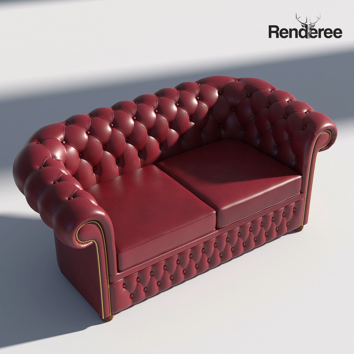 Chesterfiled Sofa 3 Red 3D model_11