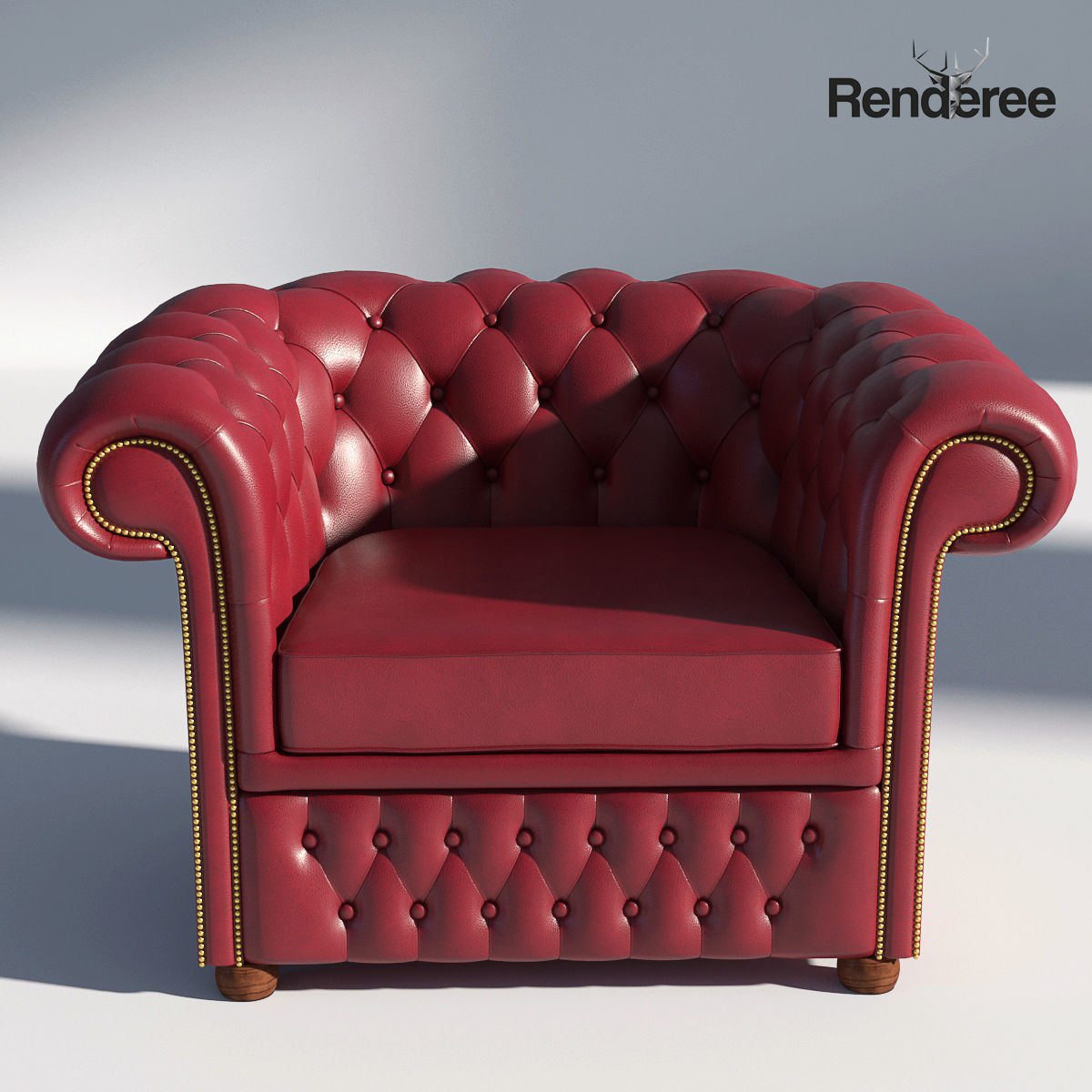 Chesterfiled Sofa 3 Red 3D model_10