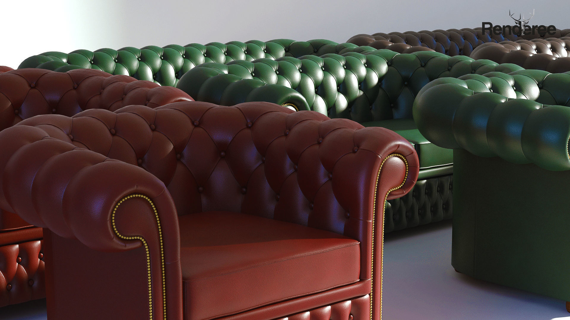 Chesterfiled Sofa 3 Red 3D model_14