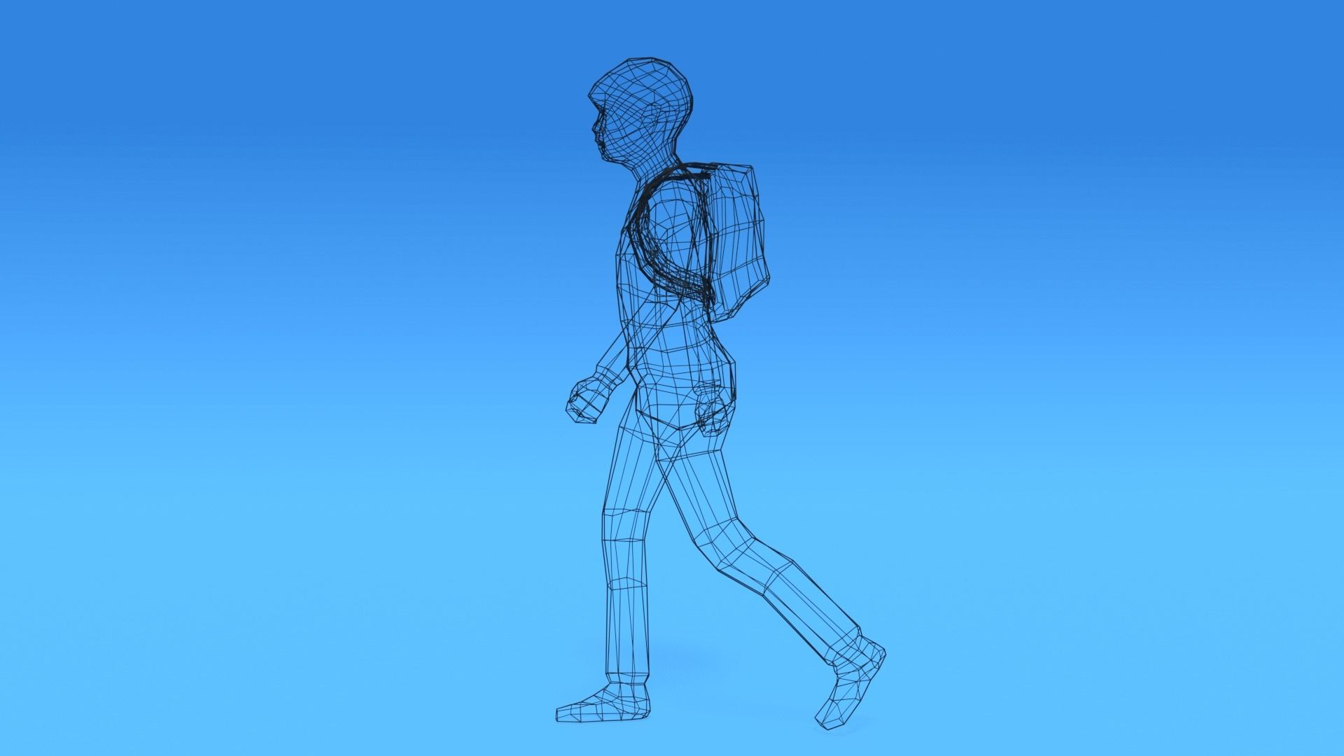 Low Poly Kid Going School Low-poly 3D model_8