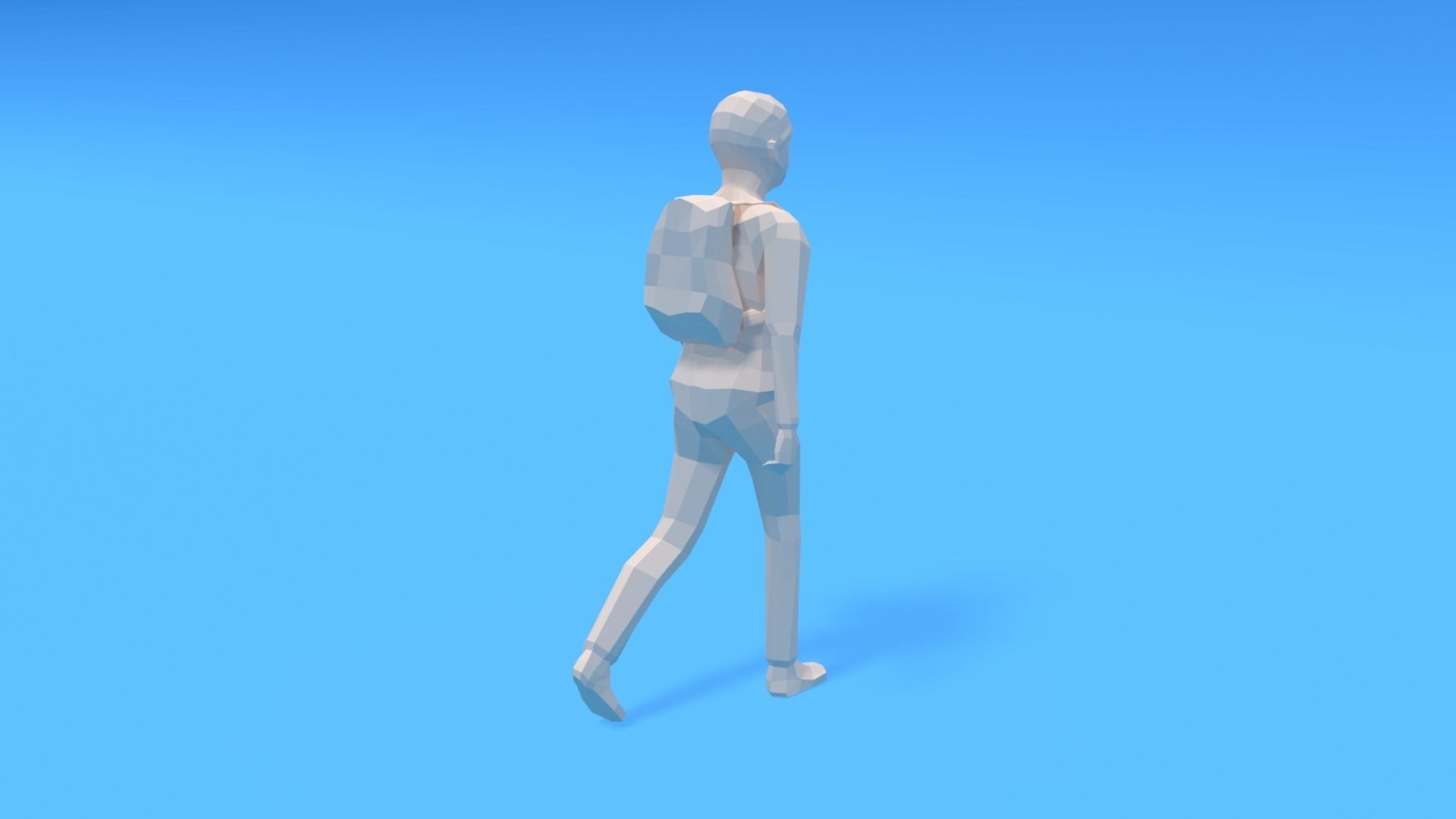 Low Poly Kid Going School Low-poly 3D model_2