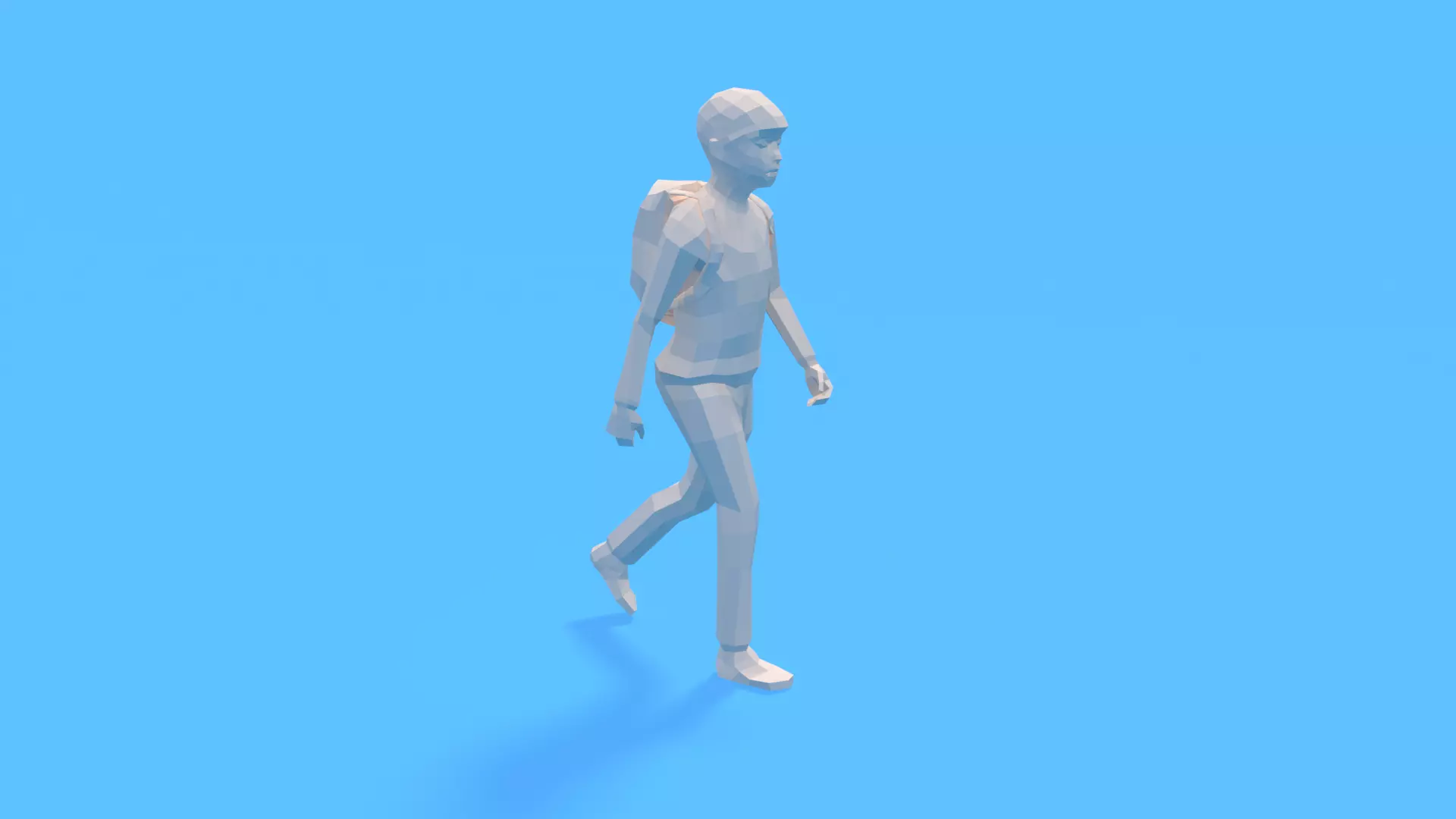Low Poly Kid Going School Low-poly 3D model_0
