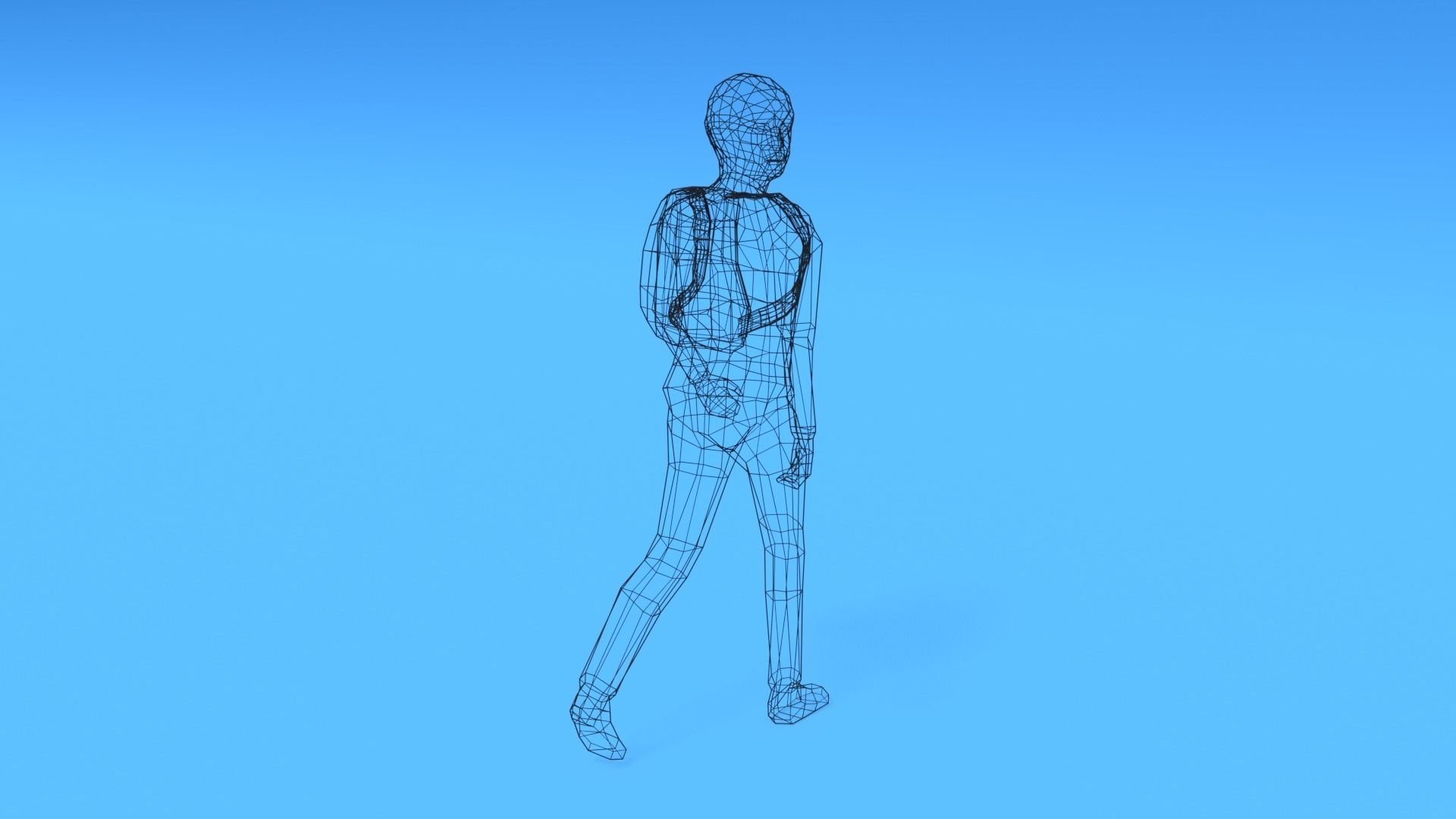 Low Poly Kid Going School Low-poly 3D model_11